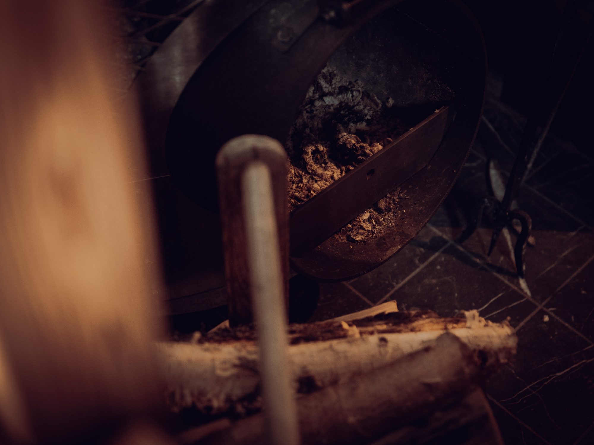 Sauna stove and firewood, shot for the Digilöylyt podcast brand